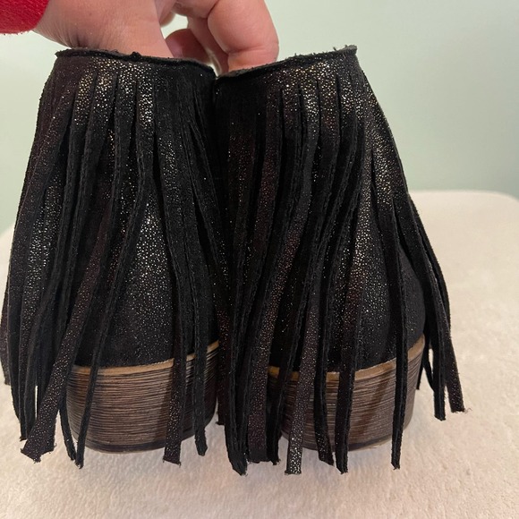 VERY G Bootie Womens 9 Sparkle Late Night Jean Fringe Ankle Boot Black VGLB0353 - Picture 5 of 9